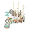 Bieco Treno di compleanno, effetto scandi, 0-99 anni, con 6 candele, decorazione da tavolo, compleanno bambini, trenino