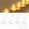 HOTUT Luci con sensore di movimento per interni, confezione da 4 luci LED wireless ricaricabili magnetiche da parete (automatico/on/off), bianco caldo + colore RGB, luci magnetiche rimovibili