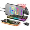 TAKRINK Sveglia con Proiettore Soffitto, 7'' Sveglia Digitale con Display Digitale 11 Colori RGB, Luci Ambiente 10 Modalità, Proiezione 180° Snooze Radio FM, 12/24H, USB-A e Type-C per Casa Ufficio