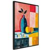 murando - Quadro con Cornice Nera Verticale AI Vaso e Frutta Astratta 40x60 cm 1 Pezzo - Quadri con Cornici Moderni Soggiorno - Stampa su Tela Rilievo Acrilico Telaio in Legno - Stampe j-H-10001-b-a