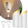 HUAEU Faretto LED da Terra - Lampada da Terra 6W per Interni, Nero, 3000K Bianco Caldo, Con Lampadina GU10 LED 500LM, Faretto con Interruttore a Pedale (Bianco, 2 Confezioni)