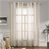 MIULEE Tende a Righe per Interni, Tende Trasparenti in Voile Tende Camera da Letto, Tenda Salotto Moderne con Anelli, Tenda a Pannello da Interno Finestra a Righe Bianche e Beige, 2x 140x185 CM