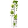 Bamworld Porta Piante da Esterno Interno Portavasi da Interno Portavasi Ferro Supporto per Piante Scaffale per Piante da Balcone(bianco)(22.3x22.3x116cm)