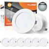 ALUSSO Faretti LED da Incasso per Cartongesso, 6W 230V Bianco Freddo 6500K IP44 ultrasottili 25mm Rotondi Bianco Luci da Incasso per Bagno Cucina, Diametro 118mm, Diametro Foro 95-100mm, Set di 6