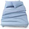 Blumtal - Parure da letto 150 x 200 in microfibra - 3 pezzi - Lenzuolo con angoli 150 x 200 + lenzuolo piano 2 persone (240 x 275) + 2 federe 50 x 80 - blu