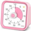 InfPokid Timer visivo con funzione di pausa per bambini e adulti, 60 Minuti Conto alla Rovescia Silenzioso di Gestione, produttività per studio, lezioni, cucina, gestione del tempo per ADHD (Rosa)