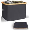 HENNEZ - Cesto Portabiancheriapiù Grigio 40L - Cesta Portabiancheria - Portabiancheria Salvaspazio - Portabiancheria Sporca - Cesto Portaoggetti - Porta Biancheria Sporca per Bagno