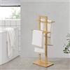 [en.casa] Portasciugamani da Terra (AxLxP) 85 x 33,5 x 20 cm Appendiasciugamani in Bambù Portasalviette a 2 Sbarre in Altezze Diverse