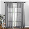 PONY DANCE Tende Camera da Letto Semitrasparenti con Tasca Tende Soggiorno con Effetto Lino Curtains per Salotto Eleganti 2 Pezzi 132x240 CM, Grigio Scuro