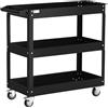 DURHAND Carrello da Officina a 3 Livelli con Bordi Alti e 4 Rotelle Girevoli e 2 con Freni, Carrello Portautensili da Officina in Acciaio, 83x35.3x76 cm, Nero