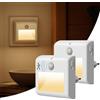 Suright [2 Pezzi] Luce Notturna con Sensore di Movimento, Luci Notturne Presa, Luci Bianca Calda, 3 Modalità (ON/Auto/OFF), Dimmerabile Luce da Notte per Bambini Cameretta, Corridoio, Scale, Cucina, Bagno