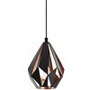 Eglo Lampada a sospensione Carlton 1, lampada a sospensione a uno punto luce vintage, lampada a sospensione retrò in acciaio, nero, rame, attacco E27, diametro di 20,5 cm