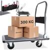 tectake® Carrello con ruote portatutto 73x47x83 cm Carrello Portapacchi Pieghevole Acciaio con Pianale Portapacchi, Carico Max 300kg, Maniglia, 2 Ruote Fisse 2 Ruote Girevoli, Ideale Magazzino - Nero