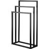 Amig - Porta asciugamani da terra nero opaco con 3 barre metalliche - Supporto da pavimento per asciugamani da bagno - Stile industriale minimalista con base stabile - Senza fori