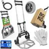 GARDEBRUK® Carrello Portatutto Pieghevole con Ruote in PP Antiforatura 80Kg Alluminio Incl. Guanti 2 Corde Carrellino Portapacchi Trasloco Scatole