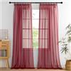 PONY DANCE Tende Moderne per Soggiorno 2 Pezzi L 140 x A 245 cm Decorazione Voile Curtains Trasparenti con Fettuccia Filtraggio Luce Morbida Tende per Interni Eleganti, Rosso