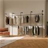 pamo Barra Appendiabiti da Parete in stile industriale - 392x222x32 cm - guardaroba aperto o porta abiti nero con tubi d'acqua per casa e per camera da letto