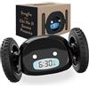 CLOCKY Sveglia Rumorosa per chi ha il Sonno Pesante Dormiglioni Sordi Ruote Sveglia Digitale da Comodino per Dormienti Rumorissima Adulti Bambini che Scappa Cammina Regali Divertenti (NeroRuote)