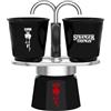 Bialetti Set Mini Express Stranger Things, 2 Bicchierini Termosensibili in ceramica inclusi, Cambia colore, Non adatta all'induzione, Nero, 2 Tazze