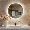 S'AFIELINA Specchio da bagno con illuminazione rotondo, 60cm di diametro, specchio LED con interruttore touch, dimmerabile, specchio da bagno rotondo luce fredda 6500K, IP44, a risparmio energetico