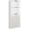 Vicco Scarpiera Luca, Bianco/bianco lucido, 59 x 137 cm con 4 cassetti incernierati