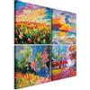 murando - Set di 4 Quadri Fonoassorbenti Tulipani Paesaggi Astratti Colorati 80x80 cm Ciascuno delle Dimensioni di 40x40 cm - Collage 4 Pezzi - Quadro Acustico Stampa su Tela Cameretta - c-C-10117-b-a