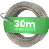 SimplySmooth Stendibiancheria 30m - Corda con anima in acciaio in 3 lunghezze - Extra resistente e robusta - Per giardino, campeggio e stendibiancheria - Corda da esterno
