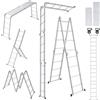 UISEBRT - Scala multiuso pieghevole 4 x 4 in alluminio con piattaforma, 6 in 1, 470 cm, fino a 150 kg, colore: argento
