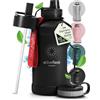 BeMaxx Borraccia in acciaio inox Active Flask + cannuccia (3 tappi) | 1,3/2,2 litri bottiglia sportiva senza BPA a prova di perdite per bibite gassate, 2l XL bottiglie Sport Outdoor Palestra Acqua