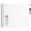 Vienrose DIY Scrapbook Album 20,5x28 cm Copertina Rigida Carta Kraft Scrap Book Album Fotografico con 50 Fogli (100 Pagine) Bianche per Matrimonio Baby Shower Famiglia Anniversario, Bianco