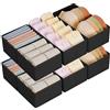 DIMJ Organizer per Cassetti 8 Pezzi Organizer per Armadio, Divisori per Cassetti Separatori per Cassetti Organizzatore Cassetti, per Calze, Biancheria Intima, Nero