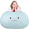 GAGAKU Pouf Peluche Coniglio 200L-XXL,Borsa Portaoggetti per Giocattoli Peluche Cameretta dei Bambini,Sacco Porta Peluche Grande Coniglio con Chiusura Lampo per Organizzare-Blu