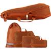 TRAVEL DUDE Organizer Valigia con Compressione - Packing Cubes Salvaspazio da Viaggio, Set Organizer per Valigia e Zaino, Divisori Valigia, Sacchetti da Viaggio per Abiti (Arancione, Set di 4)