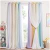 NICETOWN Tende Cameretta Bimba Tende Camera da Letto Tende Soggiorno con Anelli Tenda a Stelle Vuote Decorazione Tende Salotto Moderne 2 Pezzi 132x280 CM (LxA), Arcobaleno Caldo