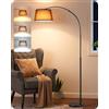 EDISHINE Lampada da Terra per Soggiorno, Altezza Regolabile 143-176 cm, Lampada ad Arco con Testa Rotante, Struttura in Metallo, Telecomando Magnetico, Dimmerabile, Attacco E27 con LED 9W Inclusa