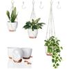 Bamworld Confezione da 3 vasi per piante da appendere, in macramè, per interni ed esterni, set di 3 vasi da fiori autoirriganti, per casa, giardino, balcone, soffitto decorazioni