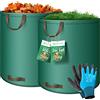 KESSER® Set di sacchi per foglie Sacco per rifiuti da giardino incl. Guanti, Robusto e pieghevole, Sacchi per foglie e l'erba tagliata Sacchi per rifiuti da giardino, 2x 500 Litri, Verde