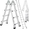 TLGREEN Scala telescopica 3.98M Scala multiuso in alluminio scala allungabile 4x3 pioli 3 in 1 telescopica multifunzione pieghevole cavalletto di prolunga a gradini e bifacciale portata massima 150 kg