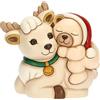 THUN, Teddy a Cavallo della Renna Robin in Ceramica Decorata a Mano, Versione Media, Addobbo Natalizio, Idea Regalo, 17.3x10.8x16.9 cm