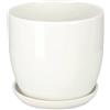 Kotarbau® - Vaso da fiori in ceramica per piante con vassoio antigoccia, diametro da 13 cm, colore bianco
