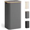 YOUDENOVA - Cesto portabiancheria con coperchio, 100 l, sottile con sacchetto per la biancheria, pieghevole, con manico in plastica, cesto per la biancheria, alto cesti per bucato, colore: grigio