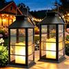 Cozymeow Lanterne da Esterno 2 Pezzi Lanterna Solare da Giardino con Candele Tremolante, Lampada Solari da Appendere Impermeabile Lampade da Tavolo per Arredo Giardino Terrazzo Balconi Decorazioni