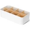 AiQInu Organizer Scrivania e Portapenne Bianca, Porta Penne per Scrivania con 8 Scomparti Rimovibili, Desk Organizer Ufficio per Telecomando, Conservazione Cosmetici, Accessori Scrivania