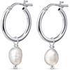 Amberta Orecchini con Perla in Argento Sterling 925 per Donna: Orecchini a Cerchio con Perla Pendente 12 mm - Argento
