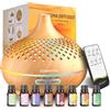 ZOVHYYA Diffusore di Oli Essenziali 500ml Umidificatore Ambiente Aromi con Telecomando Rofumatore per Ambienti 4 Timer e 14 Colori LED Rofumatore per Ambienti per Casa