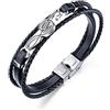ATEIELLI Bracciale Nota Musicale da Uomo Acciaio Inossidabile 22cm o piu' corta Pelle Microfibra Ecologica JWB318