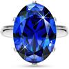 Linawe Anelli da donna con zaffiro blu zaffiro regolabile, Anello da dito in argento da donna, Anelli da donna con diamanti moissanite di grandi dimensioni, gioielli alla moda