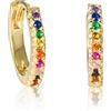 Namana Orecchini a Cerchio Piccoli per Donne e Ragazze, Orecchini Cerchio Piccoli con Pietre Zirconi Multicolore, Orecchini Oro Donna 'Huggie', Orecchini Cerchio Arcobaleno, Orecchini Multicolori