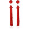 Zavana Orecchini con Nappe da Donna e Ragazza - Pendenti Lunghi Boho Chic Fatti a Mano con Perline Colorate - Bigiotteria Rossa