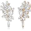 EVER FAITH Orecchini a forma di ali di cristallo, alla moda, stile artistico, colorato, marquise gocce, da sposa, clip on per donna, tono argento chiaro, Cristallo